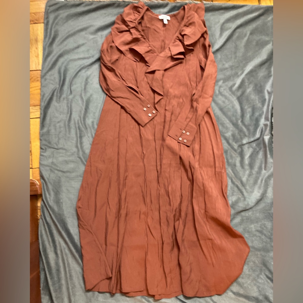 COS Chic Long Sleeve Maxi Rust Dress